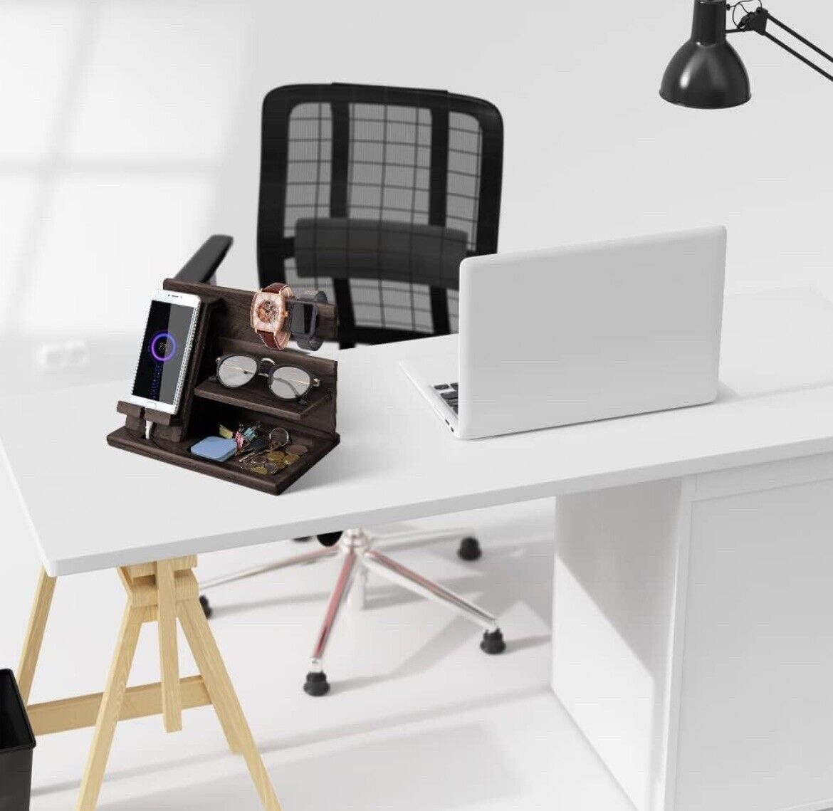 Bedside Organiser Birthday Gifts For Him Wood Phone Docking Station Key Holder