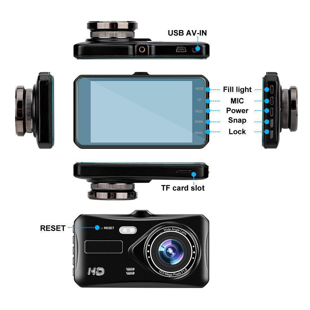 Dashcam Pro DUAL REAR Car Camera Wide Angle 1080p With 32GB SD Card