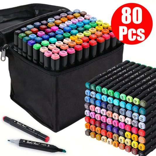 80 Farbe Acrylstifte Marker Set Permanent Pen DIY Graffiti Sketch Dual Pen