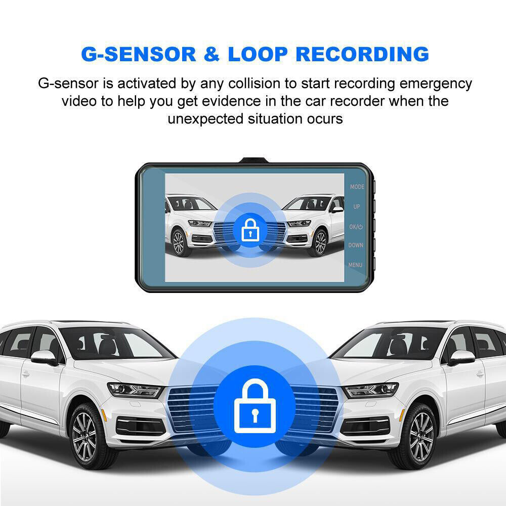 Dashcam Pro DUAL REAR Car Camera Wide Angle 1080p With 32GB SD Card