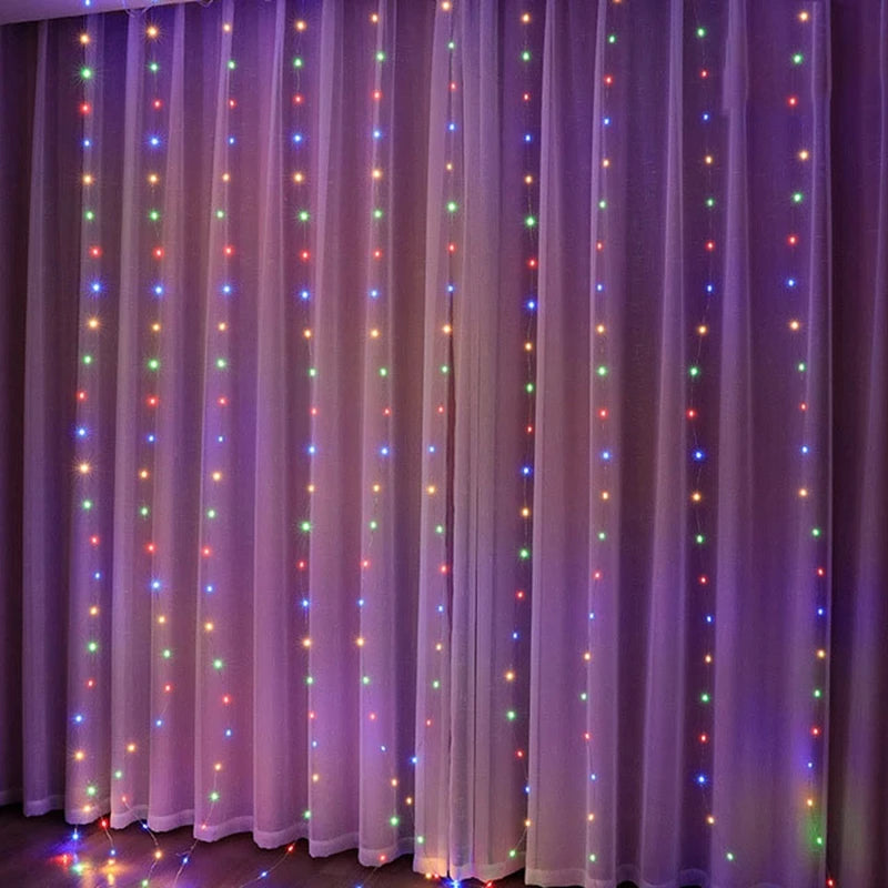 Christmas Lights Curtain Garland 2023 Merry Christmas Decorations for Home Christmas Ornaments Xmas Gifts Navidad New Year 2024