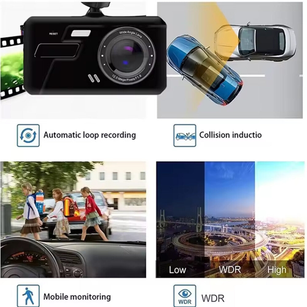 Dashcam Pro DUAL REAR Car Camera Wide Angle 1080p With 32GB SD Card