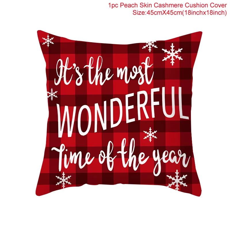 Merry Christmas Cushion Cover Christmas Decorations for Home 2022 Cristmas Ornament Pillow Case Xmas Navidad Gifts New Year 2023