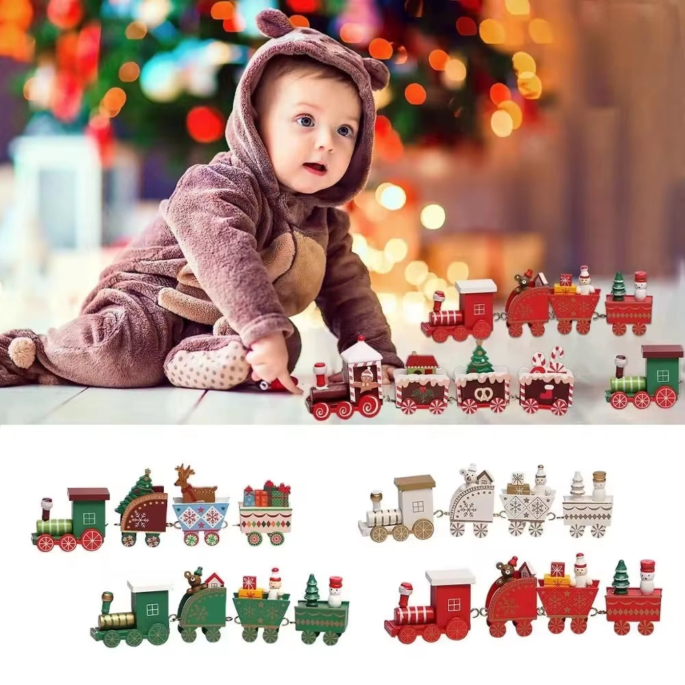 Christmas Train Merry Christmas Decorations for Home 2024 Cristmas Wooden Ornament Xmas Navidad Noel Gifts New Year 2025