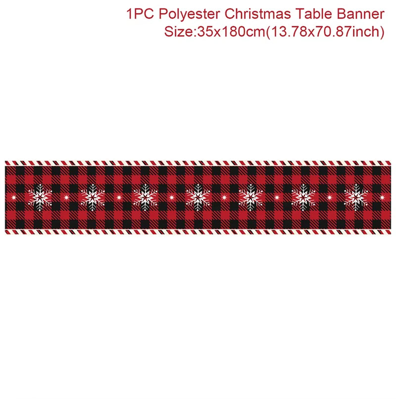 2024 Christmas Table Runner Cloth Merry Christmas Decoration for Home Tablecloth Xmas Cristmas Ornament Navidad New Year 2025