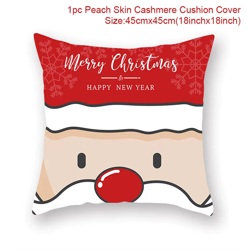 Merry Christmas Cushion Cover Christmas Decorations for Home 2022 Cristmas Ornament Pillow Case Xmas Navidad Gifts New Year 2023