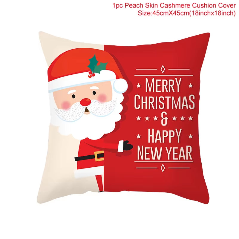 Merry Christmas Cushion Cover Christmas Decorations for Home 2022 Cristmas Ornament Pillow Case Xmas Navidad Gifts New Year 2023