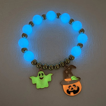Halloween Vintage Bracelet with Pumpkin, Witch Hat, and Gothic Beads for Women's Party Attire