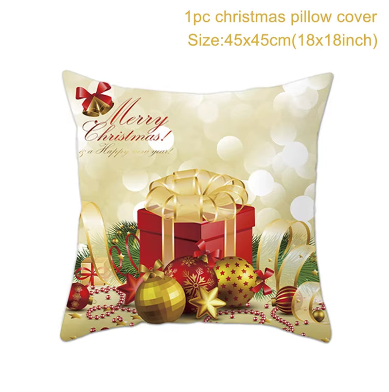 Merry Christmas Cushion Cover Christmas Decorations for Home 2022 Cristmas Ornament Pillow Case Xmas Navidad Gifts New Year 2023