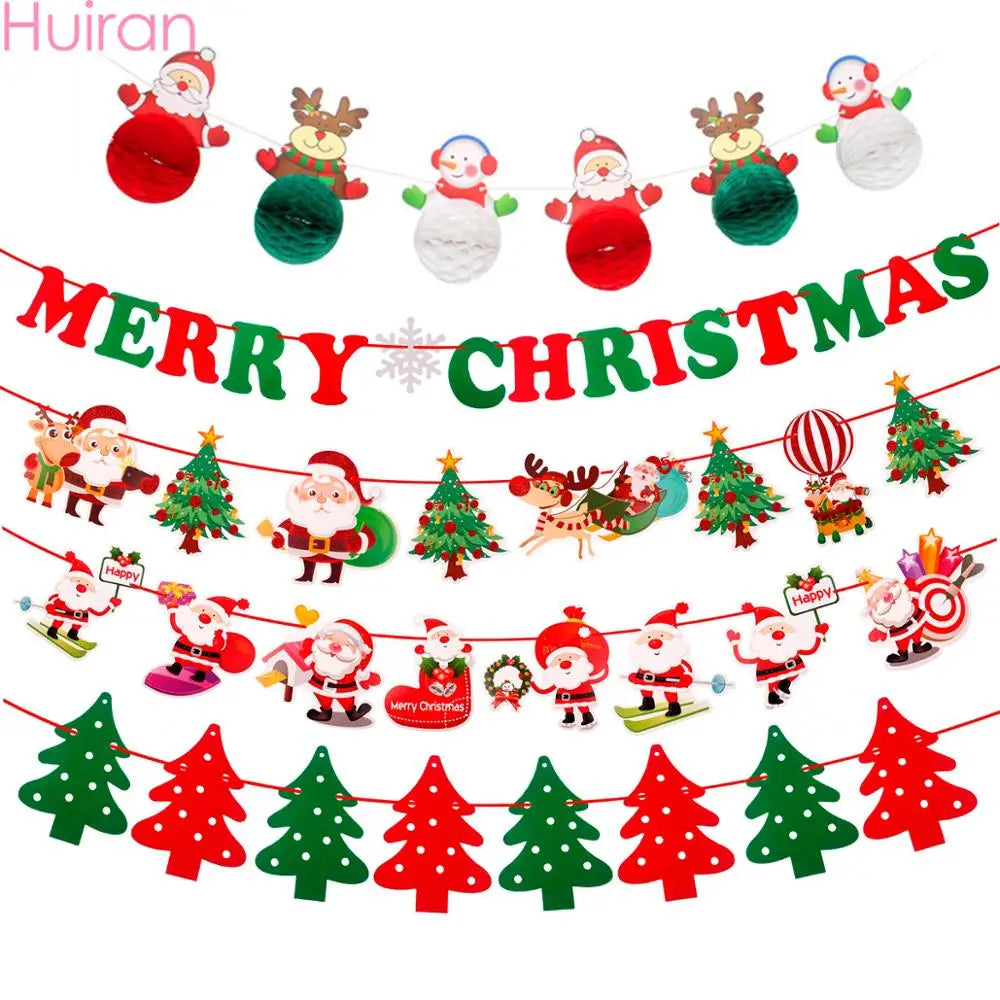 Christmas Banner Merry Christmas Decor for Home Garland Christmas Ornaments Noel Navidad 2025 Cristmas Decor Happy New Year 2026