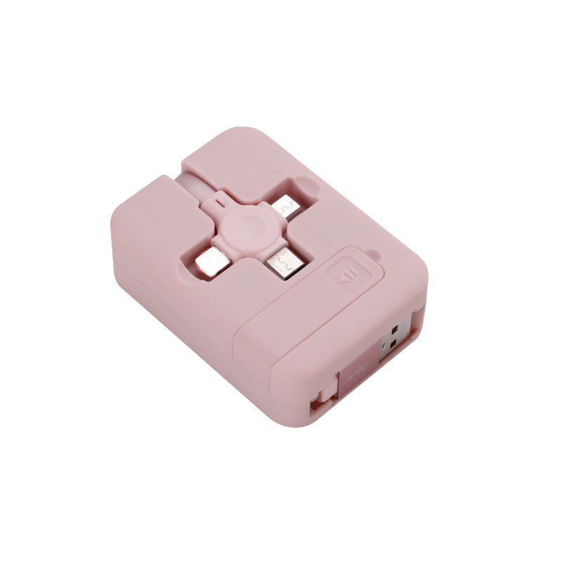 Macaron Telescopic Storage Bracket Three-in-one Charging Cable Logo Gift Printing Wholesale One-to-three Data Cable