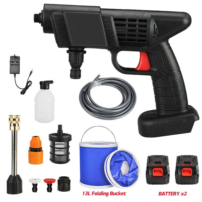 2 Battery Portable Cordless Car High Pressure Washer Jet Water Wash Cleaner Gun