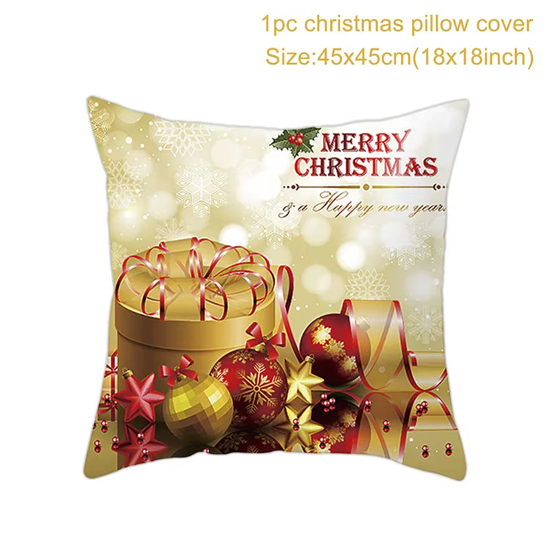 Merry Christmas Cushion Cover Christmas Decorations for Home 2022 Cristmas Ornament Pillow Case Xmas Navidad Gifts New Year 2023