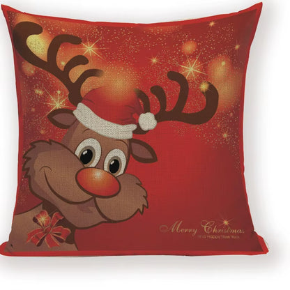 Merry Christmas Santa Claus Happy Christmas Tree Linen Sofa Bed Decorative Wedding Decoration Birthday Party Throw Pillow Case