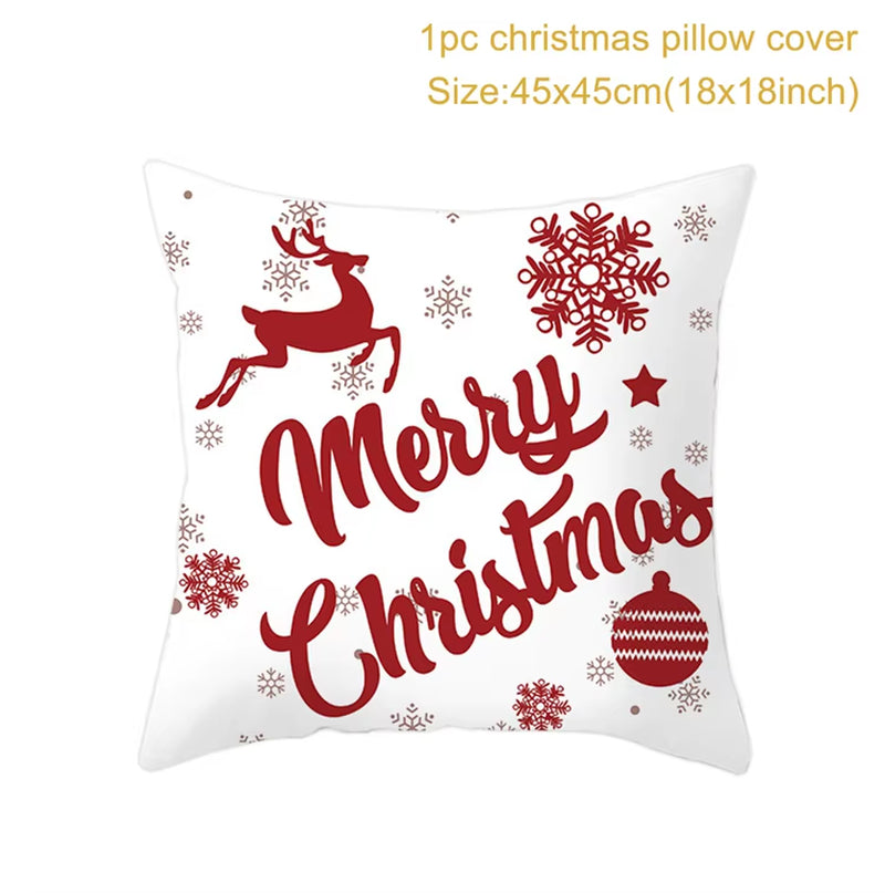 Merry Christmas Cushion Cover Christmas Decorations for Home 2022 Cristmas Ornament Pillow Case Xmas Navidad Gifts New Year 2023