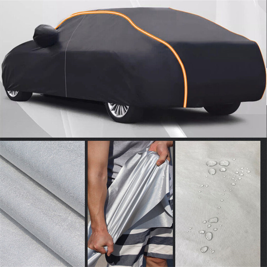 Universal Waterproof 6 Layer Car Cover Heavy Duty Cotton Rain Snow UV Protection