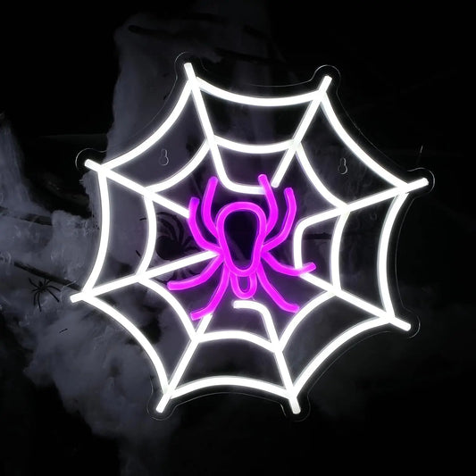 Spider Web Neon Sign Lighted Wall Art Decoration Halloween Led Sign Neon Light for Halloween Wedding Ceremony Party Decor Gift