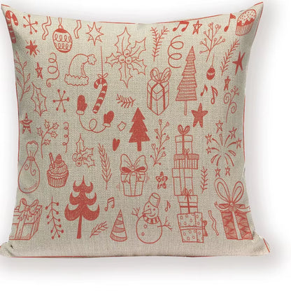 Merry Christmas Santa Claus Happy Christmas Tree Linen Sofa Bed Decorative Wedding Decoration Birthday Party Throw Pillow Case