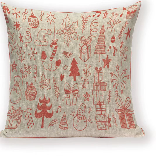 Merry Christmas Santa Claus Happy Christmas Tree Linen Sofa Bed Decorative Wedding Decoration Birthday Party Throw Pillow Case