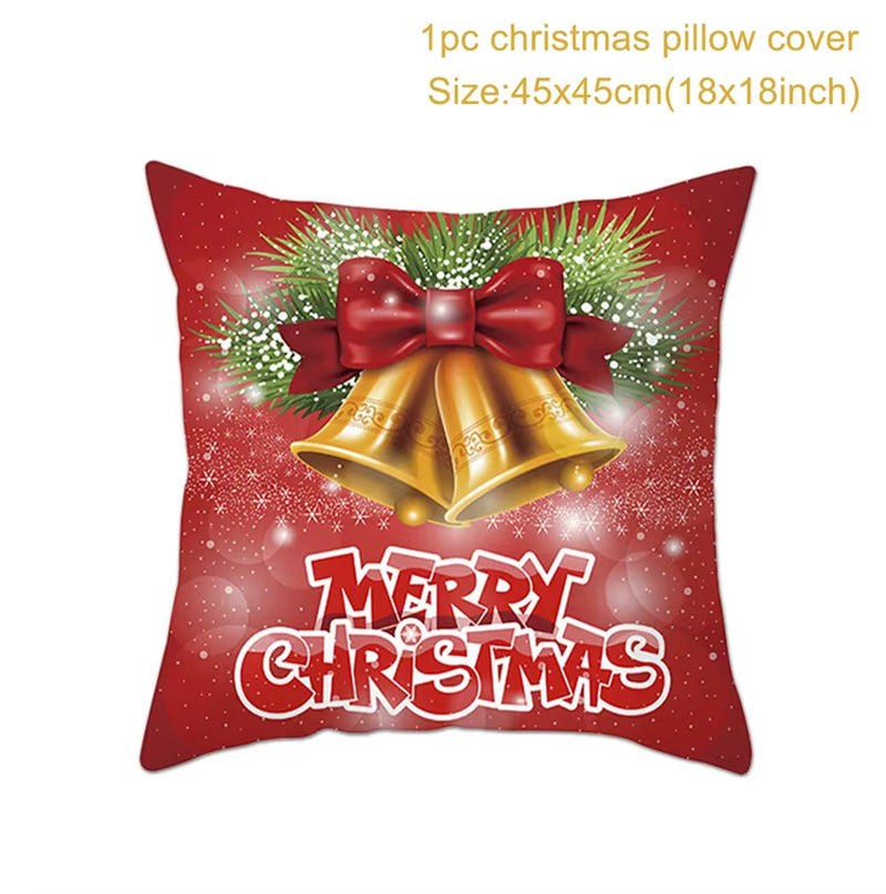 Merry Christmas Cushion Cover Christmas Decorations for Home 2022 Cristmas Ornament Pillow Case Xmas Navidad Gifts New Year 2023