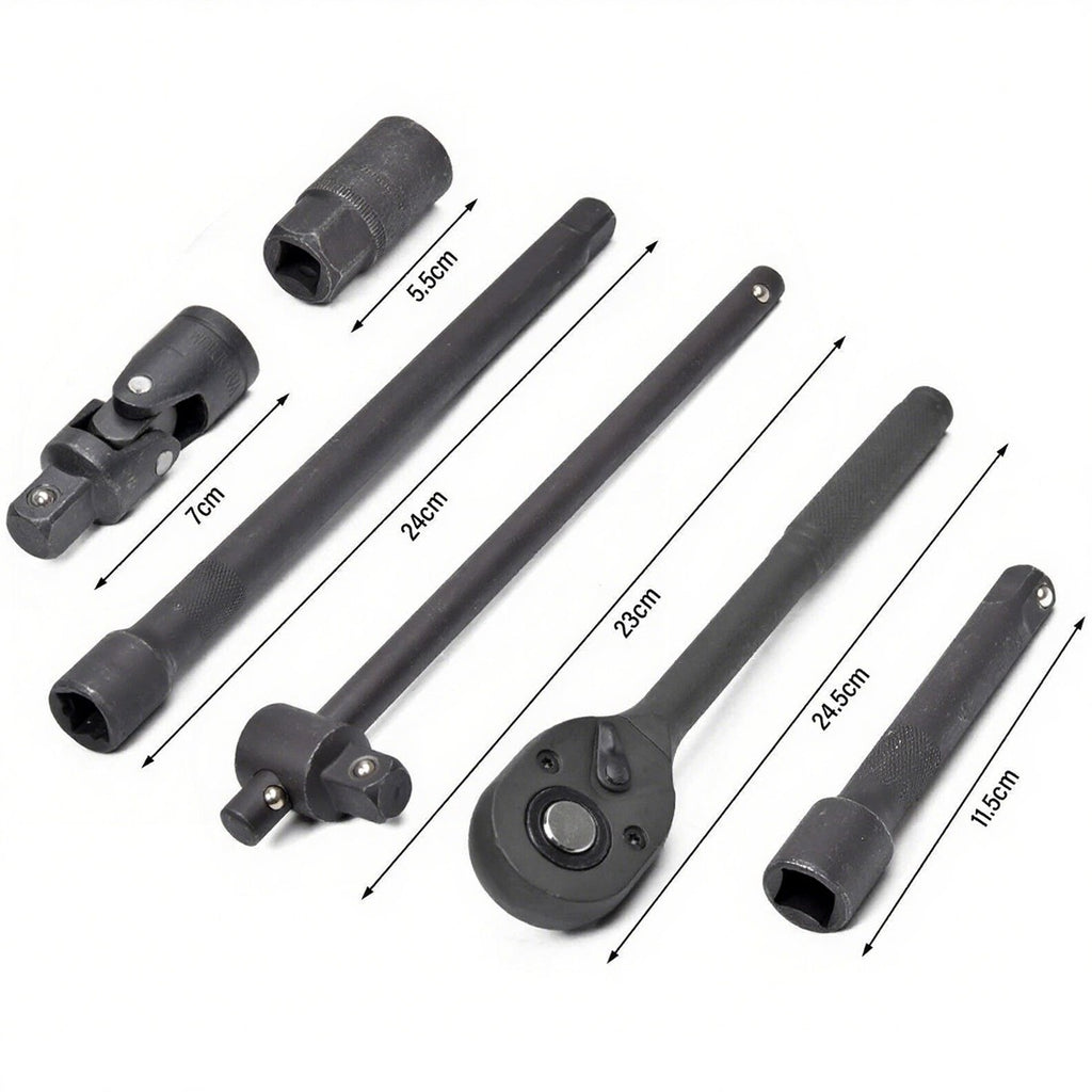 Heavy Duty 1&2 Ratchet Wrench Socket Set 8-32mm Metric Extension Bar Metal Case