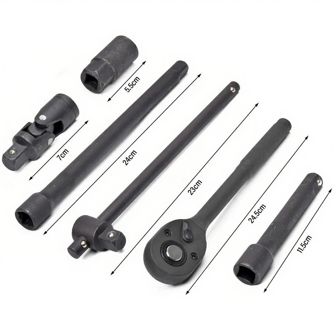 Heavy Duty 1&2 Ratchet Wrench Socket Set 8-32mm Metric Extension Bar Metal Case