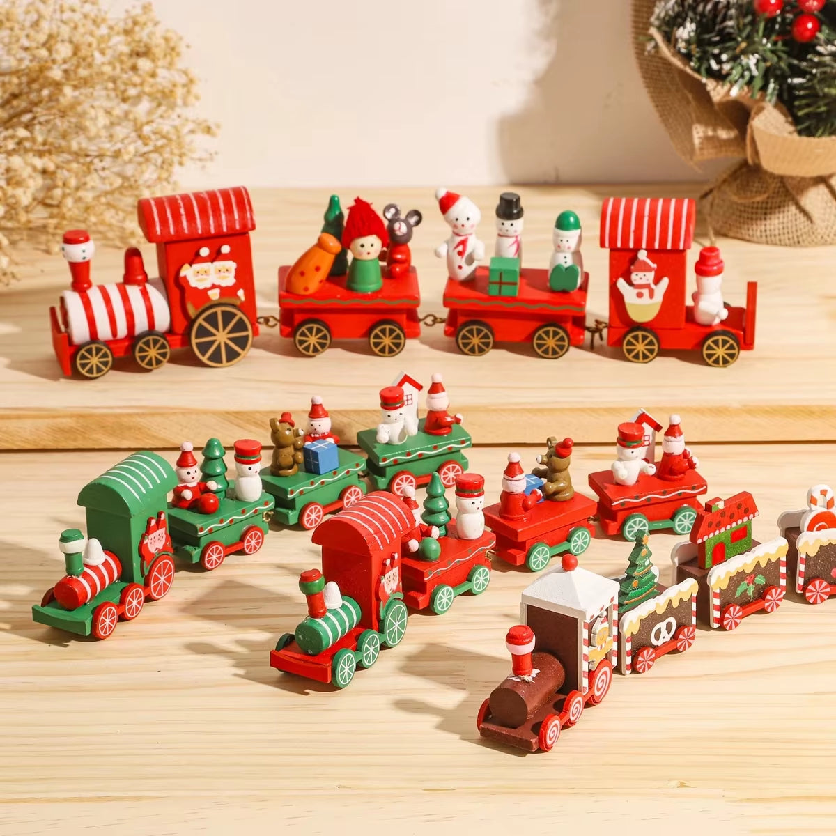 Christmas Train Merry Christmas Decorations for Home 2024 Cristmas Wooden Ornament Xmas Navidad Noel Gifts New Year 2025