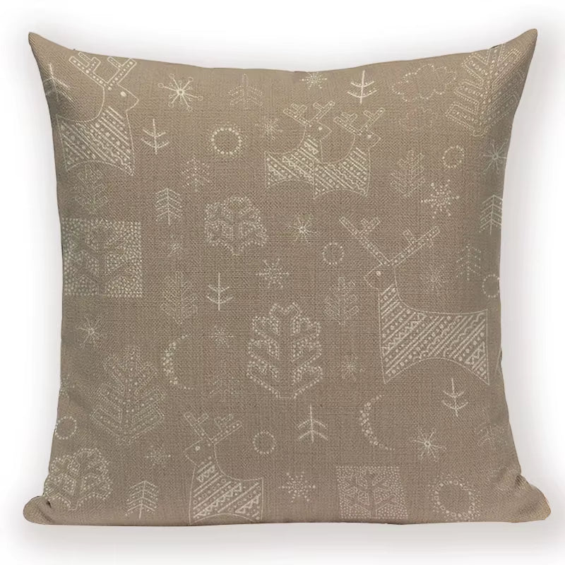 Merry Christmas Santa Claus Happy Christmas Tree Linen Sofa Bed Decorative Wedding Decoration Birthday Party Throw Pillow Case