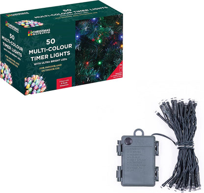 Brighten Your Holidays with The Christmas Workshop 70320 Multi-Coloured LED Lights – 50 Lights, 8 Modes, Battery Operated