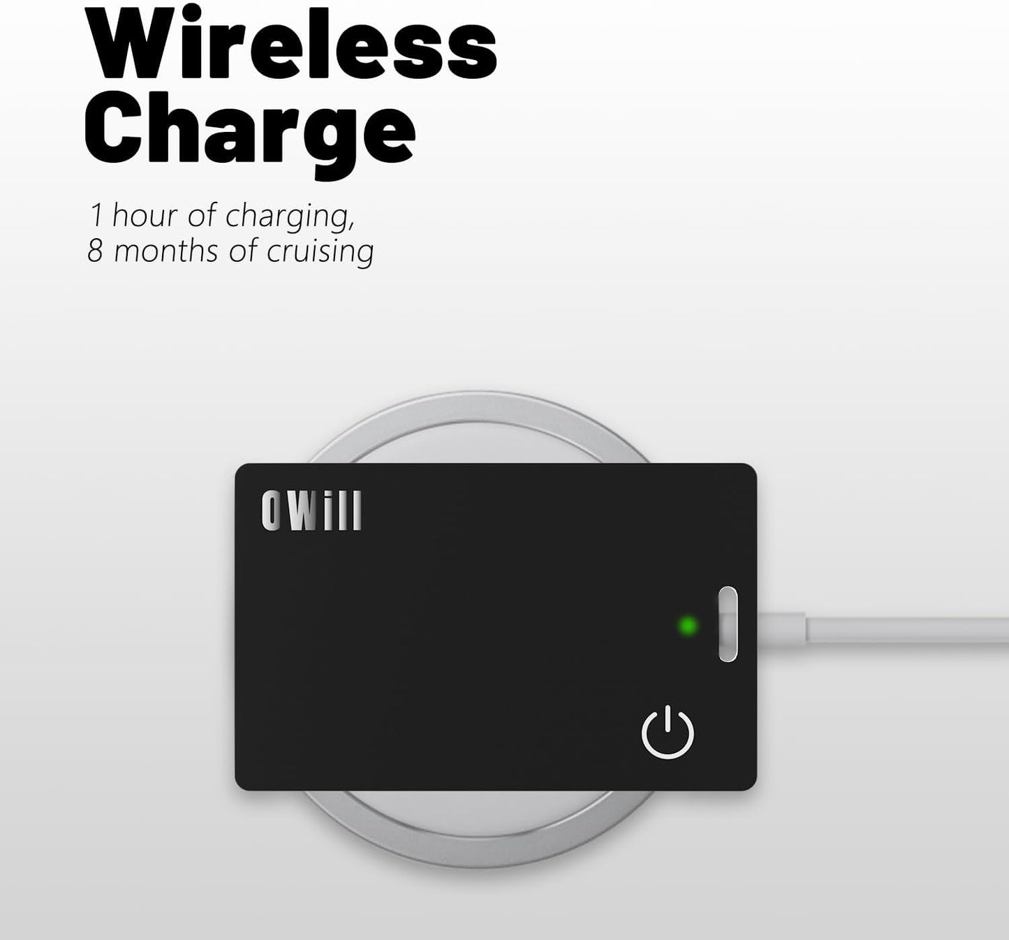Owill 2mm Slim Wallet Tracker Card - IP68 Wireless Rechargeable Air Smart Tag Compatible with Apple Find My App for Luggage and Suitcases (iOS Only)