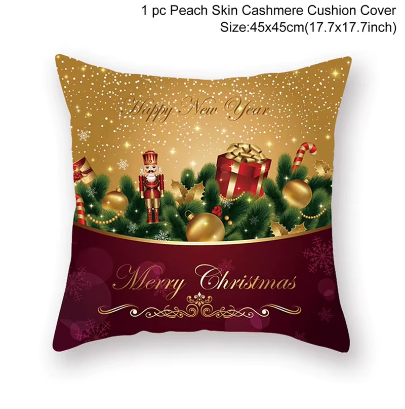 Merry Christmas Cushion Cover Christmas Decorations for Home 2022 Cristmas Ornament Pillow Case Xmas Navidad Gifts New Year 2023