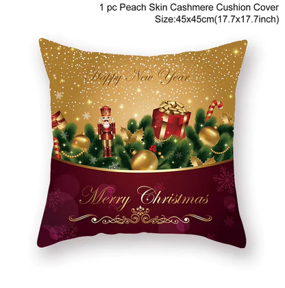 Merry Christmas Cushion Cover Christmas Decorations for Home 2022 Cristmas Ornament Pillow Case Xmas Navidad Gifts New Year 2023