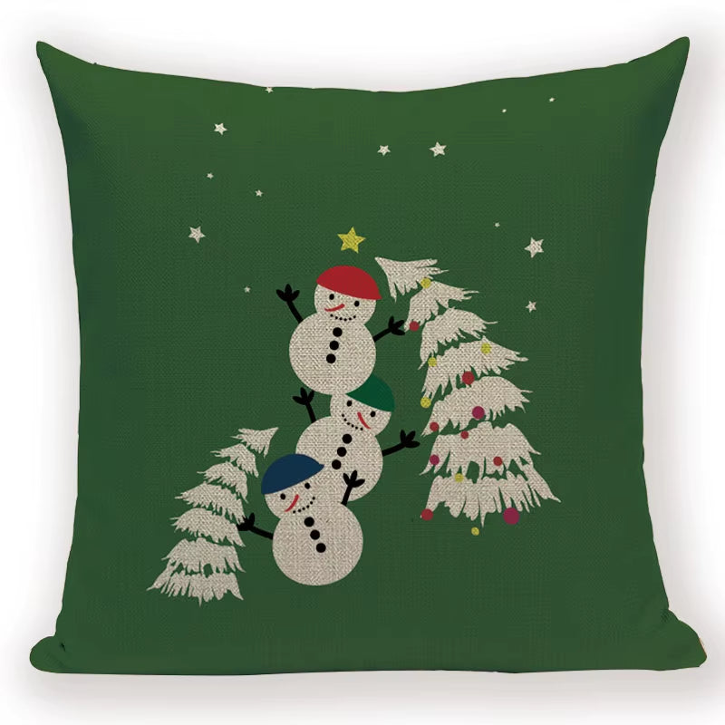 Merry Christmas Santa Claus Happy Christmas Tree Linen Sofa Bed Decorative Wedding Decoration Birthday Party Throw Pillow Case