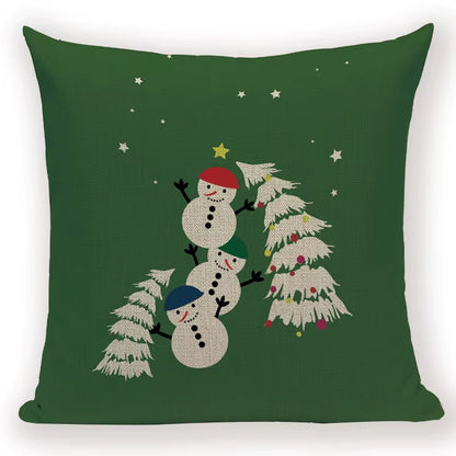 Merry Christmas Santa Claus Happy Christmas Tree Linen Sofa Bed Decorative Wedding Decoration Birthday Party Throw Pillow Case