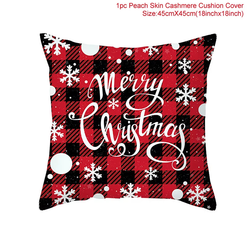 Merry Christmas Cushion Cover Christmas Decorations for Home 2022 Cristmas Ornament Pillow Case Xmas Navidad Gifts New Year 2023