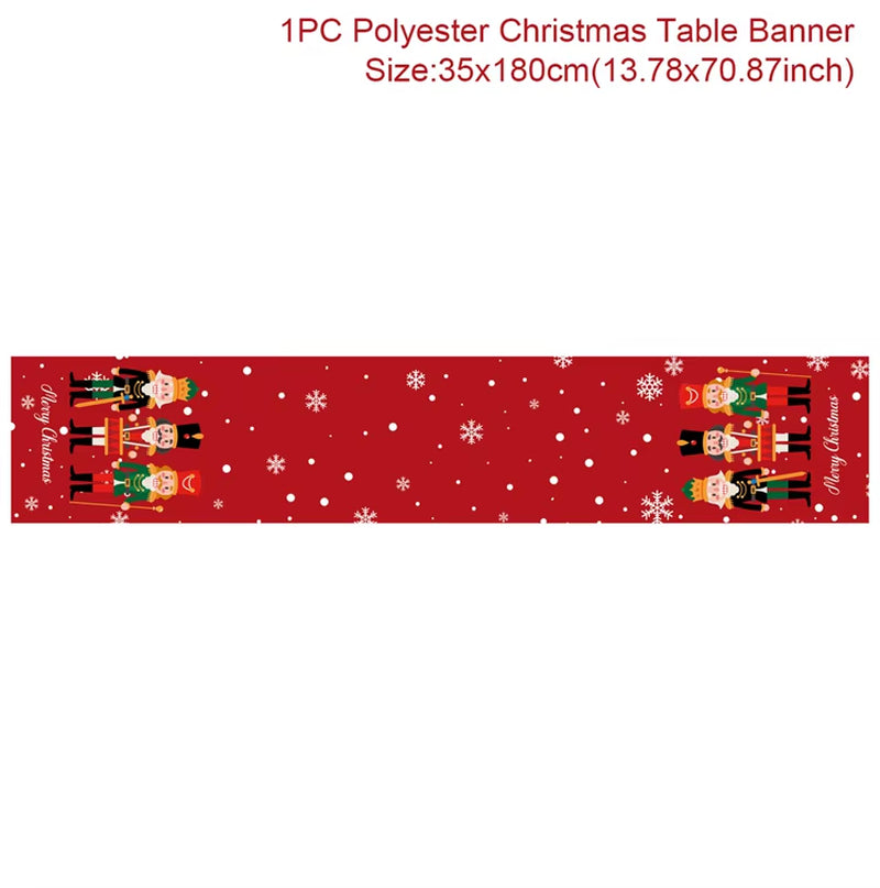 2024 Christmas Table Runner Cloth Merry Christmas Decoration for Home Tablecloth Xmas Cristmas Ornament Navidad New Year 2025