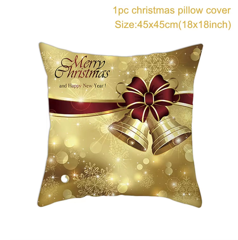 Merry Christmas Cushion Cover Christmas Decorations for Home 2022 Cristmas Ornament Pillow Case Xmas Navidad Gifts New Year 2023