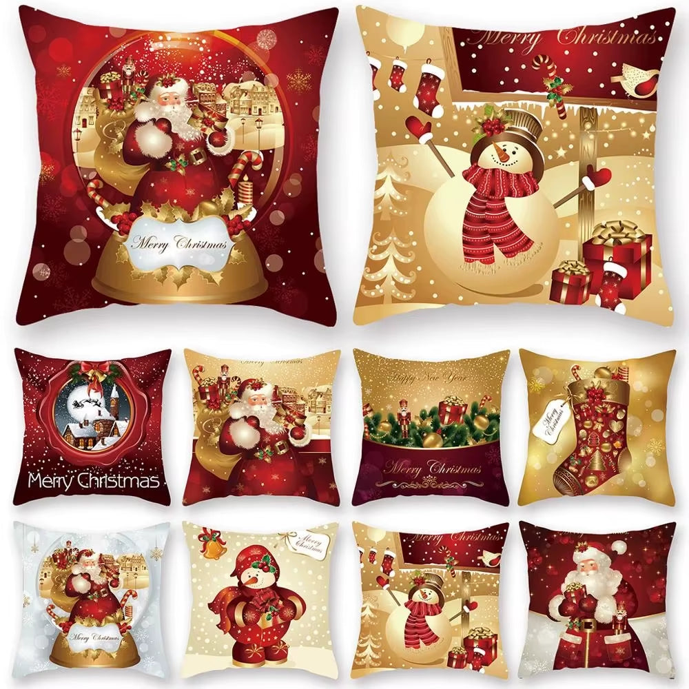 Merry Christmas Cushion Cover Christmas Decorations for Home 2022 Cristmas Ornament Pillow Case Xmas Navidad Gifts New Year 2023