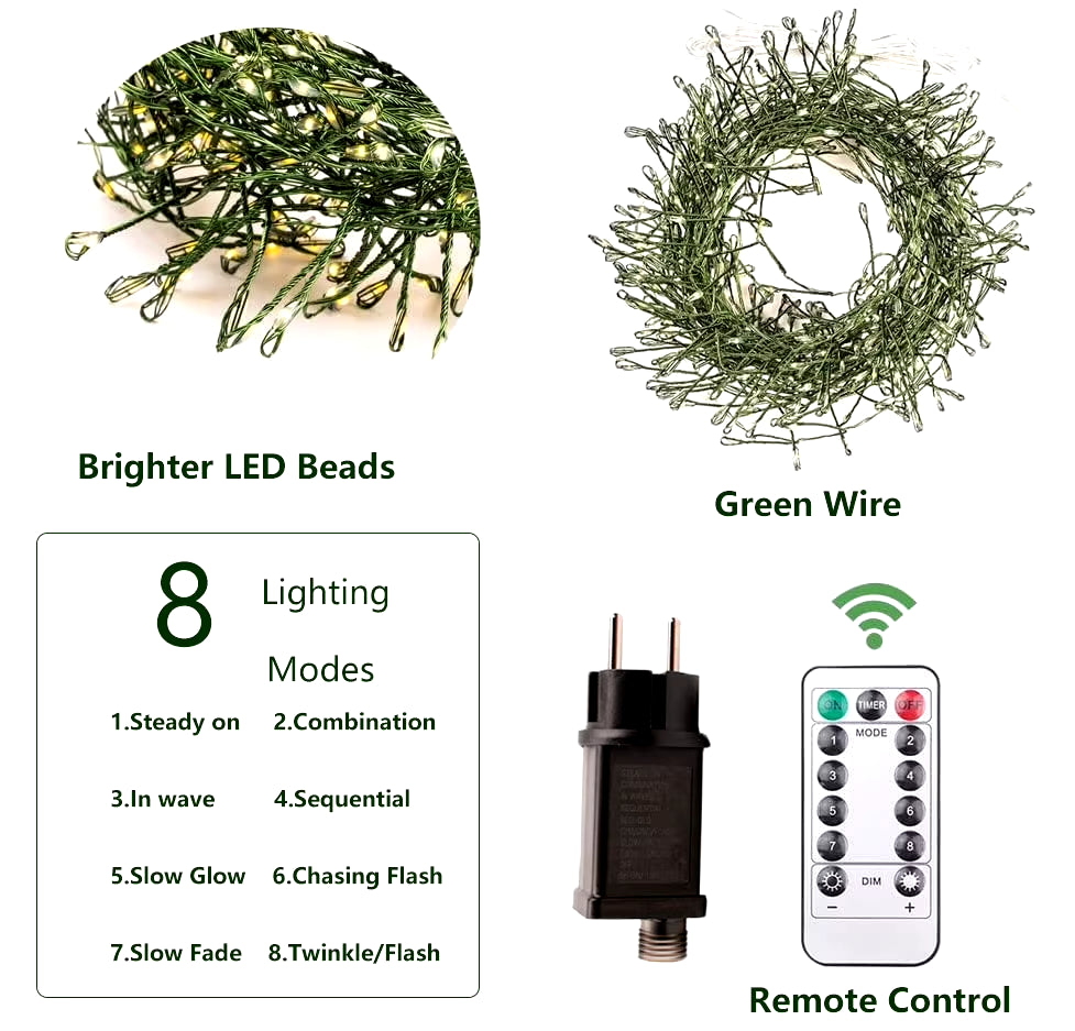 36M Cluster LED Christmas String Lights Outdoor Decoration Garden Tree Waterproof Lamp for Halloween Party Home Holiday Lighting