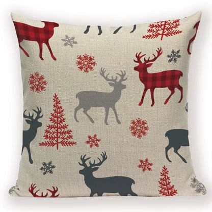 Merry Christmas Santa Claus Happy Christmas Tree Linen Sofa Bed Decorative Wedding Decoration Birthday Party Throw Pillow Case