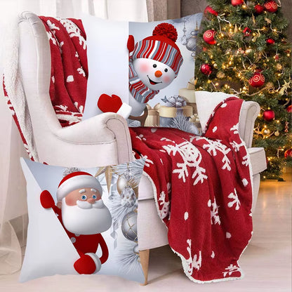 Snowman Christmas Cushion Cover Merry Christmas Decorations for Home 2024 Cristmas Sofa Decor Navidad Xmas Gifts New Year 2025