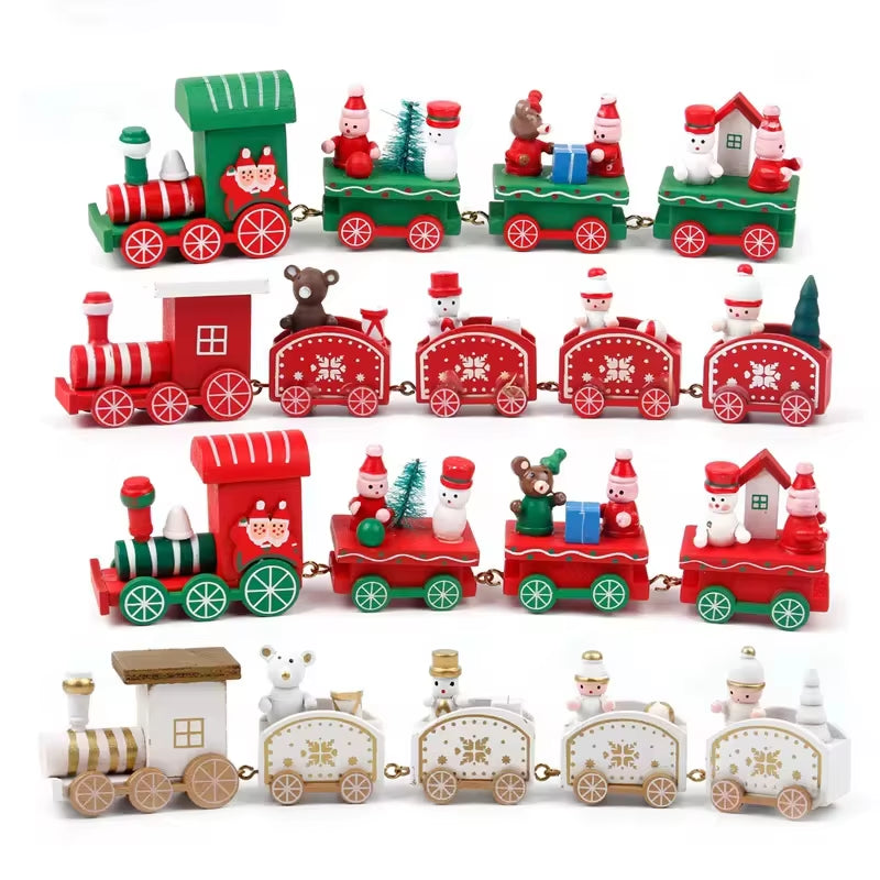Christmas Train Merry Christmas Decorations for Home 2024 Cristmas Wooden Ornament Xmas Navidad Noel Gifts New Year 2025