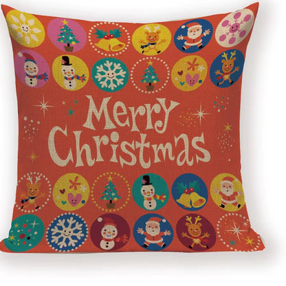 Merry Christmas Santa Claus Happy Christmas Tree Linen Sofa Bed Decorative Wedding Decoration Birthday Party Throw Pillow Case