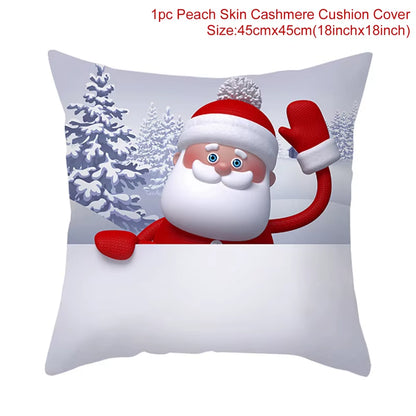 Snowman Christmas Cushion Cover Merry Christmas Decorations for Home 2024 Cristmas Sofa Decor Navidad Xmas Gifts New Year 2025