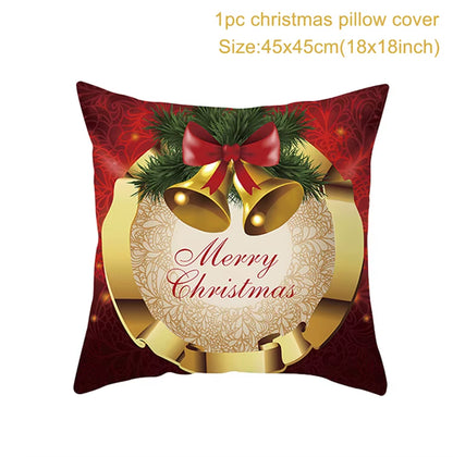 Merry Christmas Cushion Cover Christmas Decorations for Home 2022 Cristmas Ornament Pillow Case Xmas Navidad Gifts New Year 2023