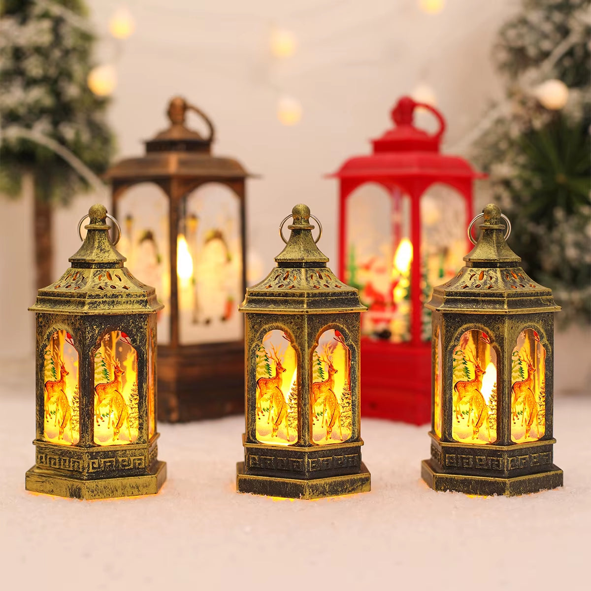 Merry Christmas Lantern Light Ornament Christmas Decorations for Home 2024 Navidad Cristmas Table Decor Xmas Gifts New Year 2025