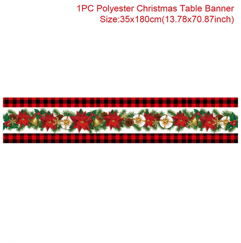 2024 Christmas Table Runner Cloth Merry Christmas Decoration for Home Tablecloth Xmas Cristmas Ornament Navidad New Year 2025