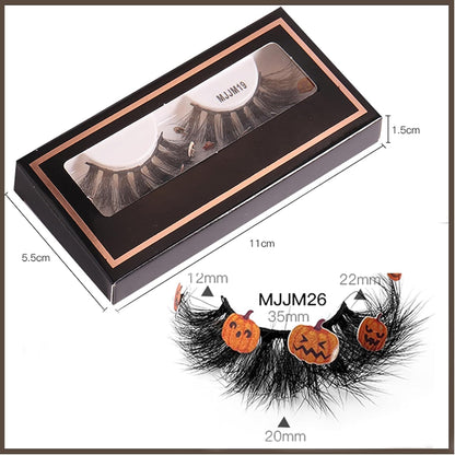 3D Natural Pumpkin Eyelashes - Reusable Halloween False Eyelashes for Parties, Cosplay, and Gifts