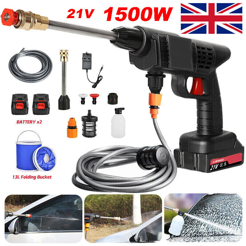 2 Battery Portable Cordless Car High Pressure Washer Jet Water Wash Cleaner Gun