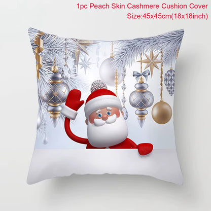 Snowman Christmas Cushion Cover Merry Christmas Decorations for Home 2024 Cristmas Sofa Decor Navidad Xmas Gifts New Year 2025